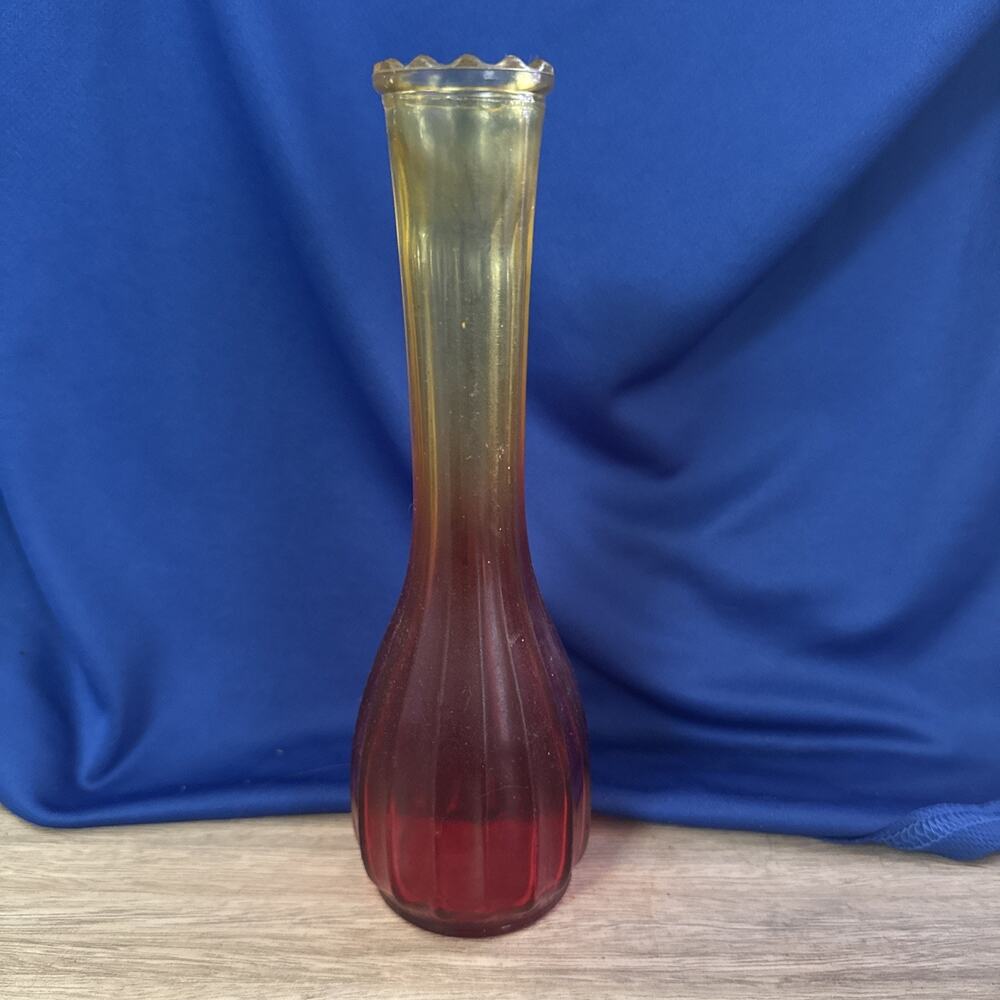 Vintage Amberina Jeanette Glass Ombre Bud Vase